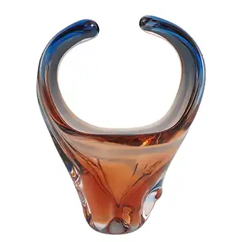 (image for) Mstisov / Karlovarske Sklo Czech Pink & Blue Glass Organic Vase