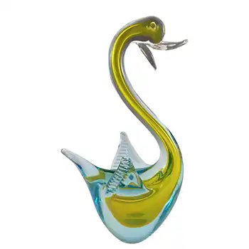 (image for) Murano Venetian Yellow & Blue Sommerso Glass Swan Sculpture