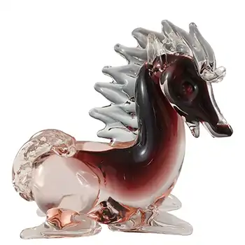 (image for) Murano Pink & Clear Glass Horse Sculpture - SIGNED P Signoretto
