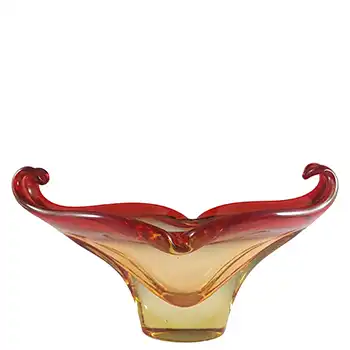 (image for) Murano Venetian Red & Amber Glass Vintage Sculpture Bowl