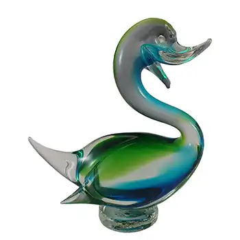(image for) Murano Venetian Blue & Green Glass Vintage Duck Figurine