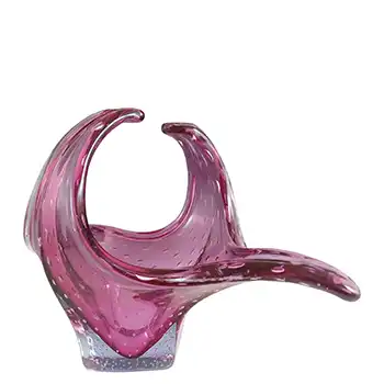 (image for) Czech or Murano Pink & Neodymium Glass Controlled Bubble Bowl