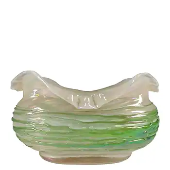 (image for) Art Nouveau Iridescent Green Trailed Glass Antique Vase