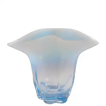 (image for) Vintage Blue & Opalescent White Art Glass Vase