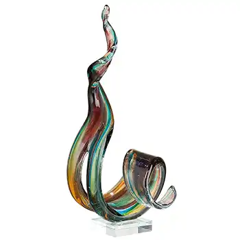 Gilde Handwerk Chinese Murano Style Glass Abstract Sculpture (image for) Gilde Handwerk Chinese Murano Style Glass Abstract Sculpture