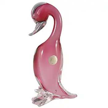 (image for) Murano / Venetian Pink Cased Glass Vintage Duck Sculpture