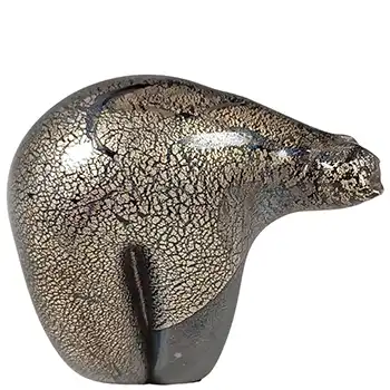 LABELLED Isle of Wight Studio 'Azurene Black' Glass Polar Bear (image for) LABELLED Isle of Wight Studio 'Azurene Black' Glass Polar Bear