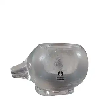 (image for) LABELLED Pukeberg Swedish Glass Pig or Hedgehog Candle Votive