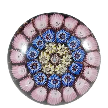 (image for) Perthshire or John Deacons Miniature Black Glass Millefiori Paperweight