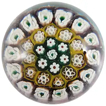 (image for) LABELLED Fratelli Toso Murano Millefiori & Aventurine Glass Paperweight