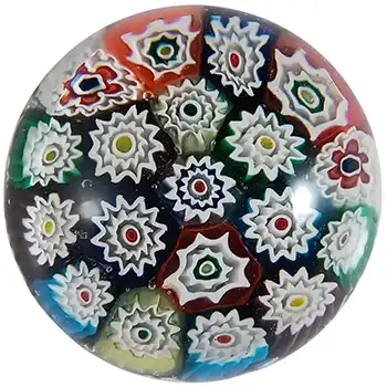 (image for) Fratelli Toso Murano Millefiori Multicoloured Glass Paperweight