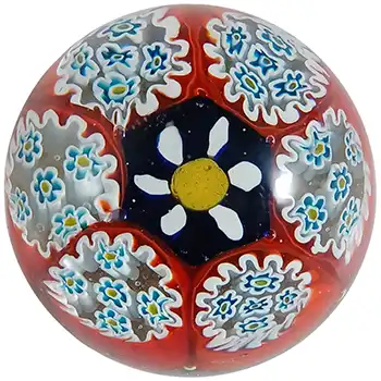 (image for) Fratelli Toso Murano Millefiori & Aventurine Red Glass Paperweight