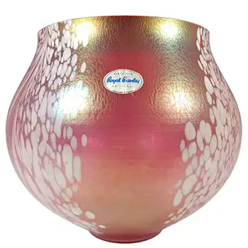 (image for) LABELLED Royal Brierley Iridescent Pink Glass 'Studio' Vase