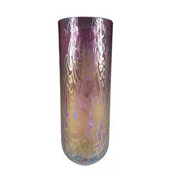 (image for) MARKED Royal Brierley Iridescent Pink Glass 'Studio' Cylinder Vase
