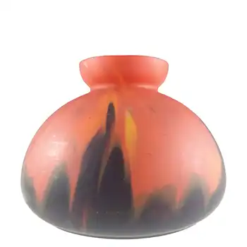 (image for) Rückl Bohemian / Czech 'Orange Shimmy Pfau' Spatter Glass Flame Vase