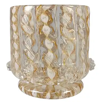 (image for) Salviati Murano Zanfirico & Aventurine Glass Miniature Vase or Egg Cup