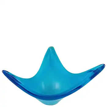 (image for) Murano Style Blue & White Glass Retro Sculpture Bowl