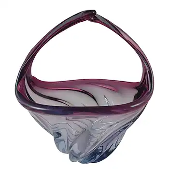 (image for) Murano Purple & Blue Glass Vintage Sculpture Bowl / Basket