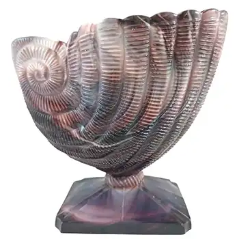 (image for) Victorian 1890's Malachite / Slag Glass Nautilus Shell Vase