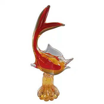 (image for) Murano Venetian Red & Amber Sommerso Glass Fish Sculpture