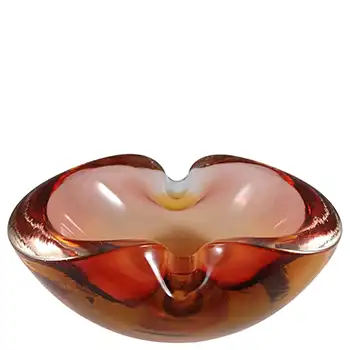 (image for) Murano / Venetian Brown & Amber Sommerso Glass Biomorphic Bowl