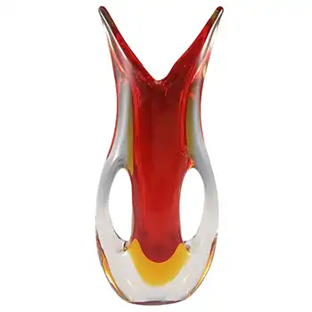 (image for) Ferro & Lazzarini Murano Red & Amber Sommerso Glass Vase