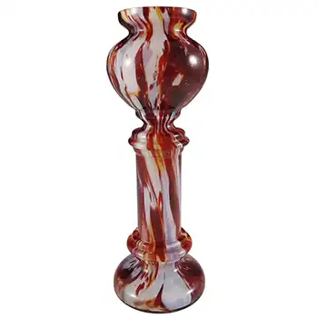 (image for) Welz Czech Cadmium Yellow, Oxblood & White Spatter Glass Vase