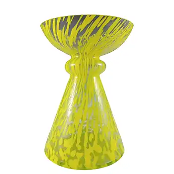 (image for) Czech / Bohemian Yellow & Green Spatter Glass Hyacinth Bud Vase