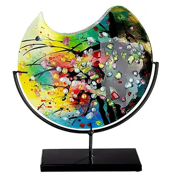 Gilde Handwerk Chinese Decorative Glass Abstract Vase on Metal Stand (image for) Gilde Handwerk Chinese Decorative Glass Abstract Vase on Metal Stand