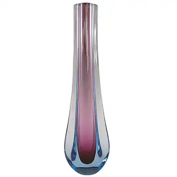 Galliano Ferro Murano Sommerso Purple & Blue Glass Vintage Stem Vase (image for) Galliano Ferro Murano Sommerso Purple & Blue Glass Vintage Stem Vase
