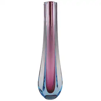 Galliano Ferro Murano 1950s Sommerso Purple & Blue Glass Stem Vase (image for) Galliano Ferro Murano 1950s Sommerso Purple & Blue Glass Stem Vase