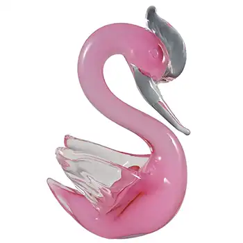 (image for) Murano / Venetian Pink Cased Glass Vintage Swan Sculpture