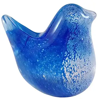 LABELLED Isle of Wight Studio Blue & White Glass Bird (image for) LABELLED Isle of Wight Studio Blue & White Glass Bird