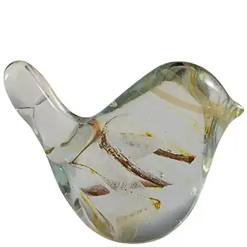 LABELLED Isle of Wight Studio Yellow, Brown & Clear Glass Bird (image for) LABELLED Isle of Wight Studio Yellow, Brown & Clear Glass Bird