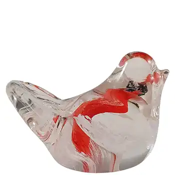 LABELLED Isle of Wight Studio Red & Clear Glass Bird (image for) LABELLED Isle of Wight Studio Red & Clear Glass Bird