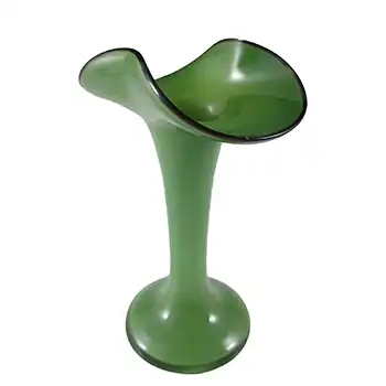 (image for) Czech / Bohemian Retro Green & Black Tango Glass Vase