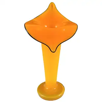 (image for) Franz Welz Czech Orange & Black Tango Glass Jack-in-the-Pulpit Vase