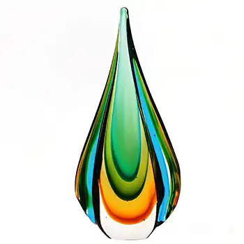 Chinese Murano Style Green, Blue & Amber Sommerso Glass Teardrop Paperweight (image for) Chinese Murano Style Green, Blue & Amber Sommerso Glass Teardrop Paperweight