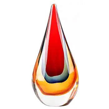 Chinese Murano Style Red, Blue & Amber Sommerso Glass Teardrop Paperweight (image for) Chinese Murano Style Red, Blue & Amber Sommerso Glass Teardrop Paperweight
