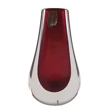 (image for) LABELLED Whitefriars #9572 Ruby Red Glass Teardrop Vase