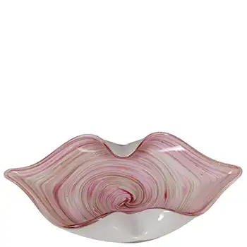 (image for) Fratelli Toso Murano Copper Aventurine Pink & White Glass Bowl