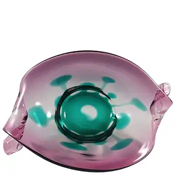 (image for) Fratelli Toso Murano Pink & Turquoise Glass Vintage Sculpture Bowl