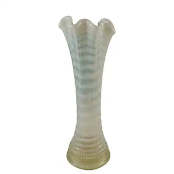 (image for) Victorian Vaseline Uranium Opalescent Antique Glass Vase