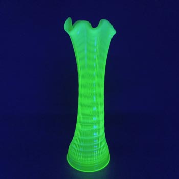 (image for) Victorian Vaseline Uranium Opalescent Antique Glass Vase