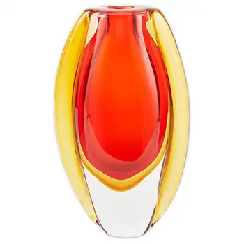 Chinese Murano Style Red & Amber Sommerso Glass Vase (image for) Chinese Murano Style Red & Amber Sommerso Glass Vase