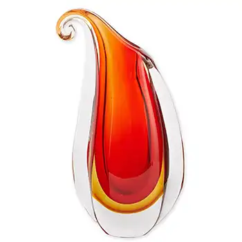 Chinese Murano Style Red & Amber Sommerso Glass Vase (image for) Chinese Murano Style Red & Amber Sommerso Glass Vase