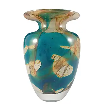(image for) Mdina 'Tiger' Maltese Blue & Brown Vintage Marbled Glass Vase
