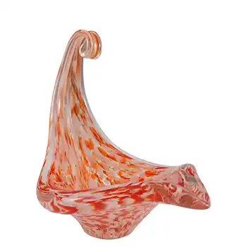(image for) Viartec Vintage Red & White Spanish Speckled Glass Sculpture Bowl