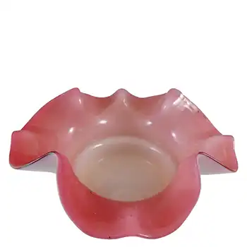 (image for) Victorian 1900's Opaque Custard Glass Pink & Ivory Cased Bowl