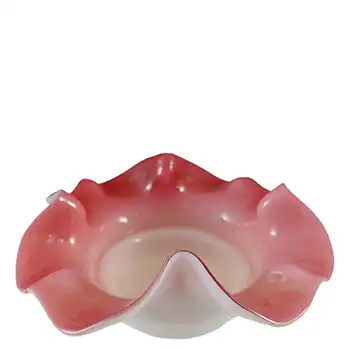 (image for) Victorian Antique Opaque Custard Glass Pink & Ivory Cased Bowl